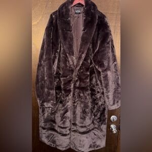 Mens 46R brown faux fur coat